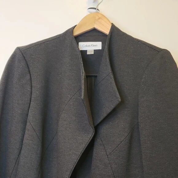 Calvin Klein Charcoal Grey Moto Blazer - Open Front - 10 - Picture 3 of 8